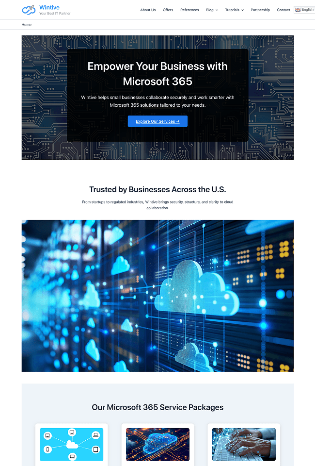 Wintive, Landing page